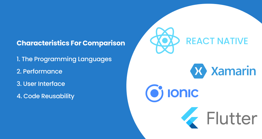 Comparison between React Native vs Xamarin vs Ionic vs Flutter