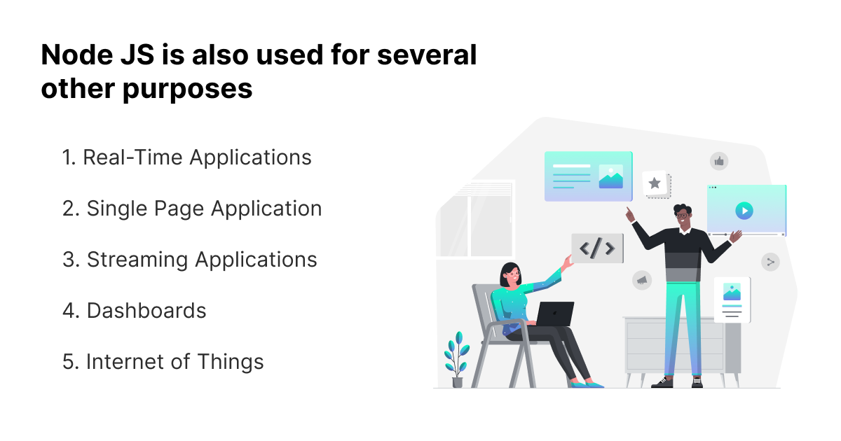 Node JS is also used for several other purposes