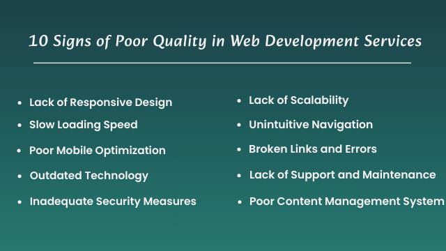 10 Signs of Poor Quality in Web Development
