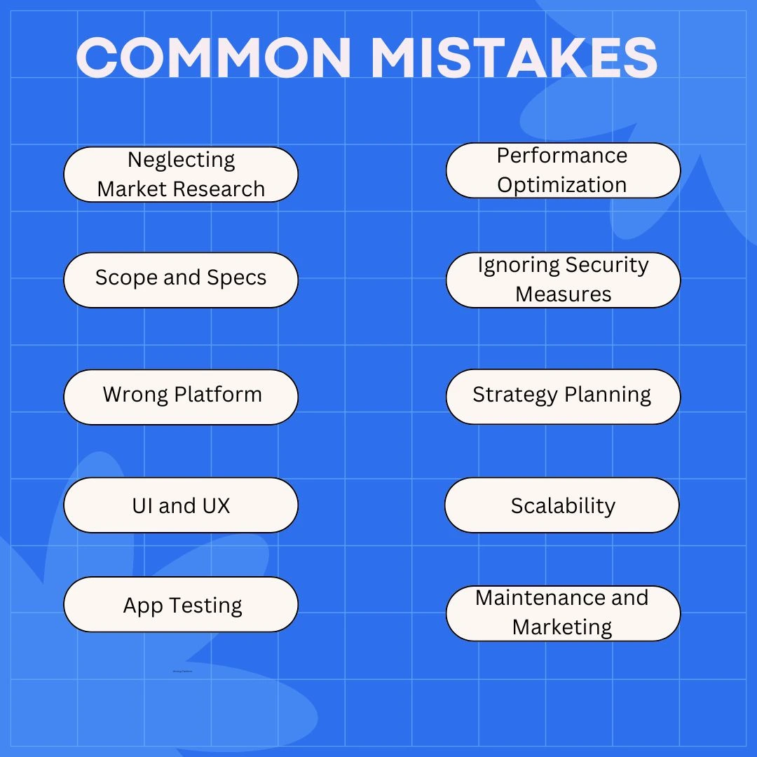 common mistake while developing a mobile application
