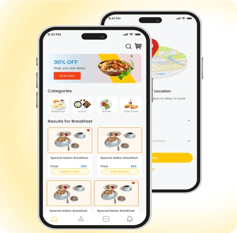 Food delivery app dashboard